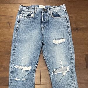 Frame denim high rise boot cut distressed jeans